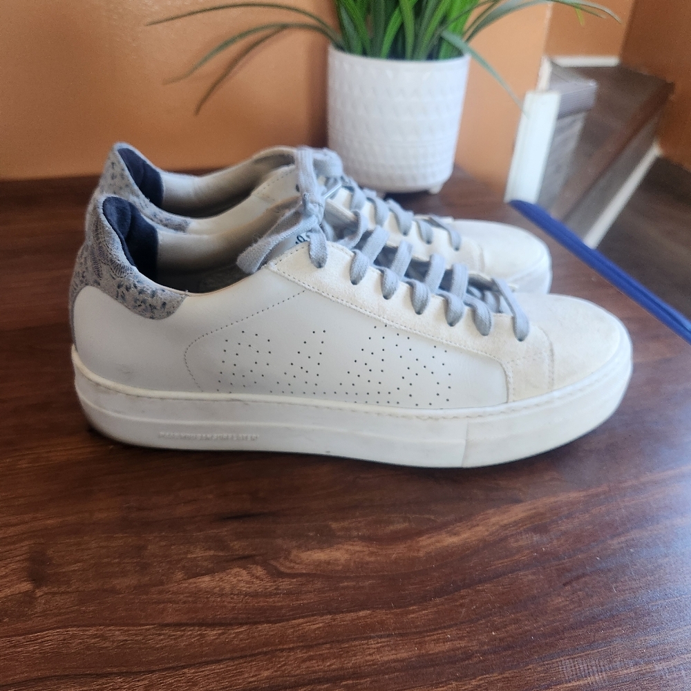 P448 Thea Platform Sneakers  White Suede Silver Size 40 Size 9 - Picture 2 of 10